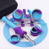 Silicone Honey Straw 6.5",Silicone Wax Carving Kit Travel Bag(Purple&Blue)