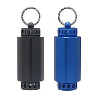 Shintop 2pcs Waterproof Pill Container, Aluminum Pill Box Keychain for Camping Outdoor Travel First Aid Kit (Blue + Charcoal Grey)