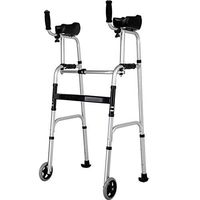 Diry Elderly Walker Folding Belt Wheel Adjustable Height Home Lower Limb Training Auxiliary Walking Walker (Size : A)