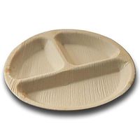 Terra Mirai 10” Palm leaf Round 3 Partition Plates –Ecofriendly Disposable Dinnerware, Party Supplies Ideal for Tailgate Parties, Camping, Family Dinner and Sports Event (20 Pack)