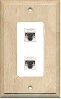 RiteAV Decorative 1 Gang 2 Port Cat5e Wall Plate - Wood/White