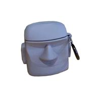 ICI-Rencontrer 3D Creative Vivid Statue Design Airpods Case Art Retro Stone Figure Soft Silicone Wireless Headset Waterproof Shockproof Protective Case With Hook Gray