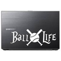 BALL LIFE baseball softball Vinyl Decal Sticker for wall Car Window Tablet PC laptop (11" inches, White)