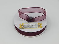 #3 Wired Edge Sheer Organza Ribbon for Floral, Fashion, Craft, Scrapbooking, Gift Wrapping, Hair Bows, Wedding, Baby Shower, and Decorating Projects. (5/8 Inch x 25 Yard, Burgundy)