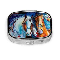 Fashion Square Pill Box Medicine Storage Bag Pocket Or Easy to Use Pillcase Medicine Bag Storage Bag Best Design Native American War Horse