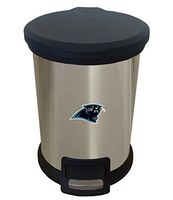 The Furniture Cove New 1.3 Gallon Round Stainless Steel Step Trash Can Waste Basket Featuring Your Choice of a Football Team Logo (Panthers)