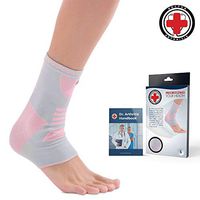 Doctor Developed Ankle Brace/Compression Sleeve/Ankle Support - & Doctor Written Handbook - Protector/Guard with Silicon Gel Pad for Foot Support [Single] (Pink/Grey, M)
