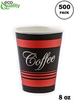 8 oz Restaurant Grade Coffee Cups - (500 Count) by EcoQuality - Disposable Coffee Cups - Hot Drink, Tea, Coffee, Cappuccino, Hot Chocolate, Chai, Chai Latte