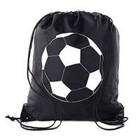 Soccer Party Favors | Soccer Drawstring Backpacks for Birthday Parties, Team events, and much more! - 10PK Black CA2500SOCCER S1