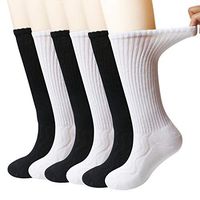 MD 6 Pairs Non-Binding Men's Cushioned Moisture Wicking Bamboo Diabetic Crew Dress Socks 10-13 3Black/3White