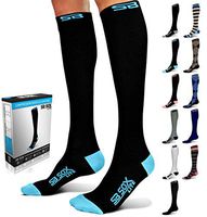 SB SOX Lite Compression Socks (15-20mmHg) for Men & Women - BEST Stockings for Running, Medical, Athletic, Edema, Diabetic, Varicose Veins, Travel, Pregnancy, Shin Splints, Nursing. (Black/Blue, S/M)