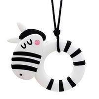 Sensory Oral Motor Aids Chew Necklace for Boys Girls, Silicone Zebra Pendant Jewelry for Autism, ADHD, Baby Nursing or Special Needs Kids - Reduces Chewing Biting Fidgeting for mild Chewers