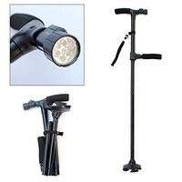 Hiking Folding Cane Walking Stick Elderly Crutches Self-Standing Unisex Non Slip Stick with LED Light Adjustable Pair of Hands Canes