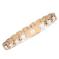 Fashion Golden Double Heart Medical id Bracelet for Women-(7)