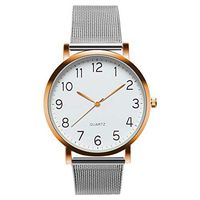 Fxbar,Classic Milanese Mesh Band Large Face Mens Watches Arabic Numerals Analog Wrist Watch(Rose Gold)