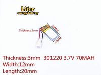 3.7V 70mAh 301220 Lithium Polymer Ion Rechargeable Battery Lithium Polymer Li-Po Battery for MP4 GPS MP3 Bluetooth Stereo DIY Gift
