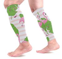 AHOMY Sports Calf Compression Sleeves Cute Flamingos and Tropical Banana Leaves Leg Compression Socks for Men and Women