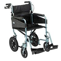 BABIFIS Aluminium Wheelchair, Lightweight Foldable Frame, Attendant-Propelled Wheelchair Portable Transit Travel Chair Removable Footrests