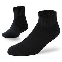 +MD Men's Non-Binding Bamboo Diabetic Circulatory 6 Pack Full Cushion Quarter Socks Black,Shoe Size 8-12