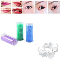 Tattoo Ring Cups,Putars Fashion Portable 100Pcs Microblading Pigment Glue Rings Tattoo Ink Holder with 300Pcs Microblading Micro Brushes