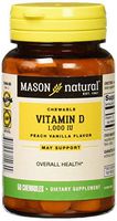 Mason Vitamins D 1000 IU Chewable Tablets, Peach-Vanilla, 50 Count