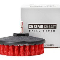Drill Brush Heavy Duty - Clean Tile & Grout 5X Faster - Spin Away Rust, Soap Scum, Mineral Deposit, Hard Water Stain - 5" Diameter Stiff Red Nylon Bristle with Metal Shaft Attachment