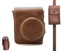HelloHelio Instax Mini 90 Leatherette Compact Camera Case with Pocket Strap for Fujifilm Instax Mini 90 Neo Instant Film Retro Classic Cameras [2018 New Version](Brown)