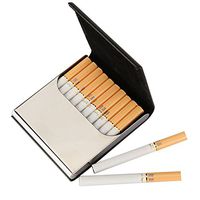 Leather Cigarette Case/Box/Holder Ultrathin Lightweight Exquisite and Portable Carrying (Black)