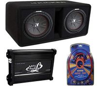 Kicker 43DCWR102 10" 2400W Dual Car Subwoofers + Box + 3000W Mono Amp + Amp Kit