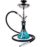 Starbuzz Unicus 3.0 Hookah Set Silicone Hose Premium Bowl and Glass Vase Bundle (Blue/Black)