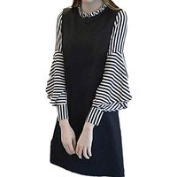 LISTHA Striped Dress Mini Tunic Dresses Women Long Sleeve Knee Lenght Casual