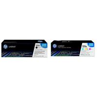 HP 125A Black, Cyan, Magenta, Yellow Toner Cartridges (CB540A, CB541A, CB542A, CB543A) for HP Color LaserJet CP1215, CP1515, CP1518, CM1312, 4 Cartridge Bundle