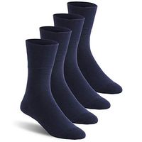 Diabetic Crew Socks,Feelwe Cotton Socks Lightweight Seamless Toe and Non-Binding Top Socks Seamless Socks Performance Outdoor Sports Socks 4 Pairs Navy L