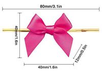 16 Color Gift Bows, Deeppink Twist Tie Bows for Bakery Candy Lollipop Cello Bag(50 Pack)