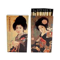 Decorative Matches, (Set of 3 Match Boxes) Long Wooden Matches,Strike Strip on Side of Box- Colored Match Tips- Candle and Fireplace Wooden Matches 4.375" x 2.35" x .75" (Geisha)