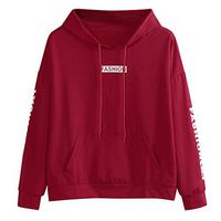 HNTDG Womens Casual Hooded Long Sleeve Letter Printed Pullover Hoodie Fashion Hoodies Red
