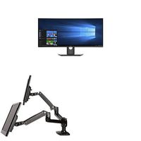 Two Dell U3417W 34-Inch Screen LED-Lit Monitors Bundled with AmazonBasics Dual Side-by-Side Mounting Arm