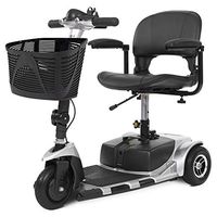 Vive 3-Wheel Mobility Scooter - Electric Powered Mobile Wheelchair Device for Adults - Folding, Collapsible and Compact for Travel - Long Range Power Extended Battery with Charger and Basket Included
