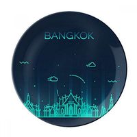 Thai Customs Culture Shadow Bangkok Dessert Plate Decorative Porcelain 8 inch Dinner Home