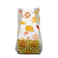 Small"Blissful Fall" Leaves 7x2x3" Cello Cellophane Party Treat Food Snack Bags (10 ct)