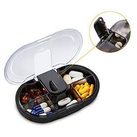 Pill Cutter, Pill or Vitamin Pill Splitters, Pill Splitters for Small or Large Pills, Includes 5 Compartments Pill Box (Black)