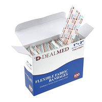 Dealmed Sterile Flexible Fabric Adhesive Bandages – 1x3 Inch – 100/Box - Breathable First Aid Strip Pack - Soft Stretch Wound Patch for Medical, Emergency Kits & Clinic