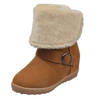 Kauneus♕ Snow Boot for Women Round Toe Hidden Wedges Ankle Boots Warm Plus Velvet Winter Boot 2 in1 Shoes