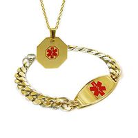 My Identity Doctor - Men's Custom Engraved Thick Links Medical ID Bracelet and Alert Necklace, Stainless Steel, 8.5 Inches