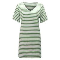 Mlide Women's Tunic Swing T-Shirt Dress Short Sleeve Striped Print Tunic Dress V-Neck Casual Loose Mini Dress,Green L