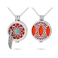 GIONO Dreamcatcher Aromatherapy Essential Oils Necklace Diffusser Hollow Locket Pendant 35MM Angel Wing Charms Jewelry