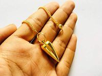 Cone Shaped Dowsing Pendulum Brass Metal Chain Divination Holistic Medicine Reiki Crystal Healing Energy Harmonizer Metaphysical Spiritual Attractive Pendulum Healing Tool Yoga 7 Chakra