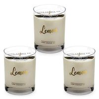 LUNA CANDLE CO. Lemon Scented Jar Candle, 11oz. Glass, Soy Wax, Up to 110 Hours of Burn Time, Aromatherapy, Sugary Sweet Scent, Handcrafted in The USA (3 Pack)