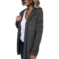 Ros1ock Flannel Warm Long Sleeve Cardigan Solid Color Loose Sweater Hoodies Casual Coat Tops Gray