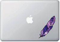 Yadda-Yadda Design Co. Stained Glass Feather - Bird Feathers - Opaque Vinyl MacBook Laptop Decal Sticker - Copyright 2015 (MD 1.5" w x 6" h)(Purple)